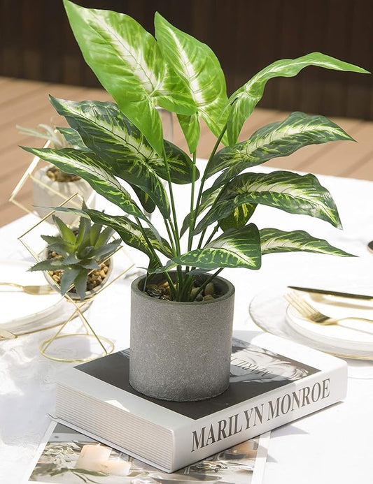 16" Small Fake Plants Artificial Tropical Faux Plants Indoor for Office Desk Shelf Bathroom Home Decor